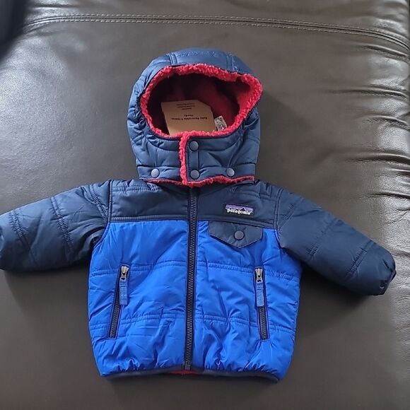 Patagonia Nwt Baby Reversible Tribbles Hoody Viking Blue - Picture 3 of 11